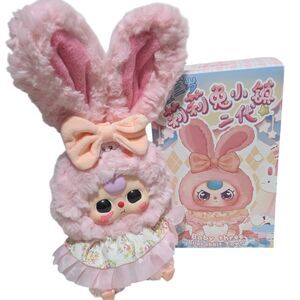 Baby Three Lily Rabbit Town Pink Bunny Plush Doll With Box Kawaii Bag Charm